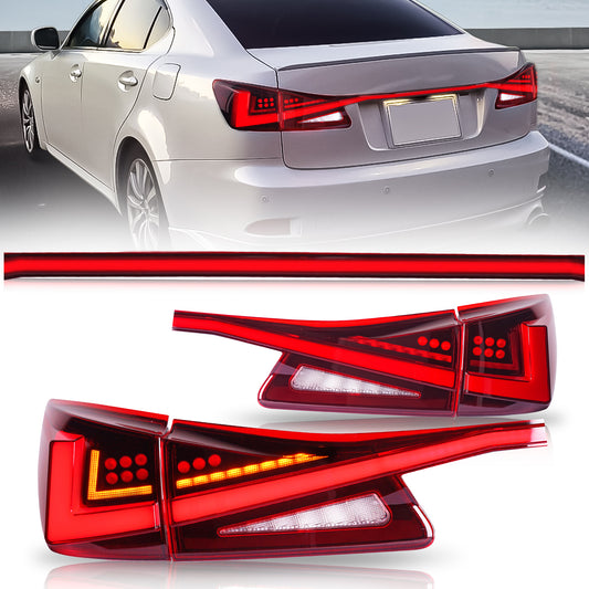 Full LED Tail Lights Assembly For Lexus IS250 2006-2012,with middle through light(US ONLY)