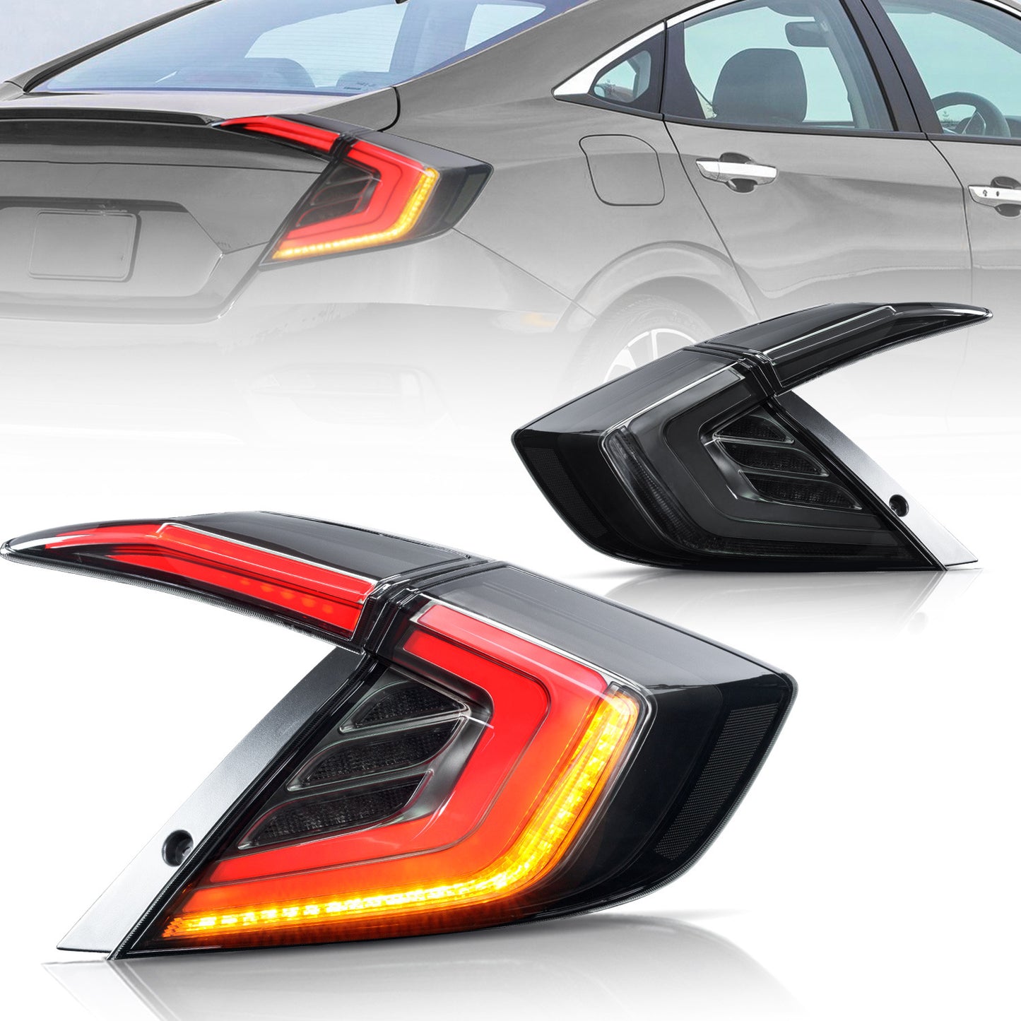 Full LED Tail Lights Assembly For 10th Gen Honda Civic Sedan 2016-2021