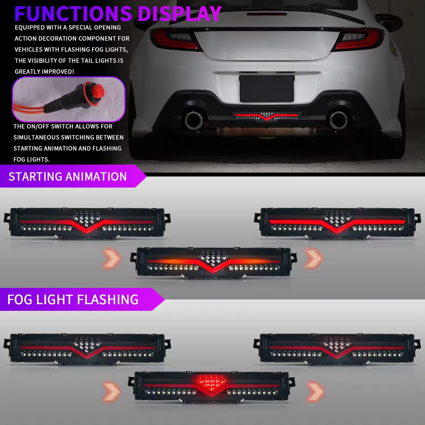 LED Rear Bumper Light For Toyota 86 GR86/ Subaru BRZ 2022-2023