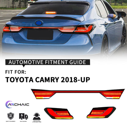 Toyota Camry 2018-2022년을 위한 가득 차있는 LED 꼬리 빛 회의
