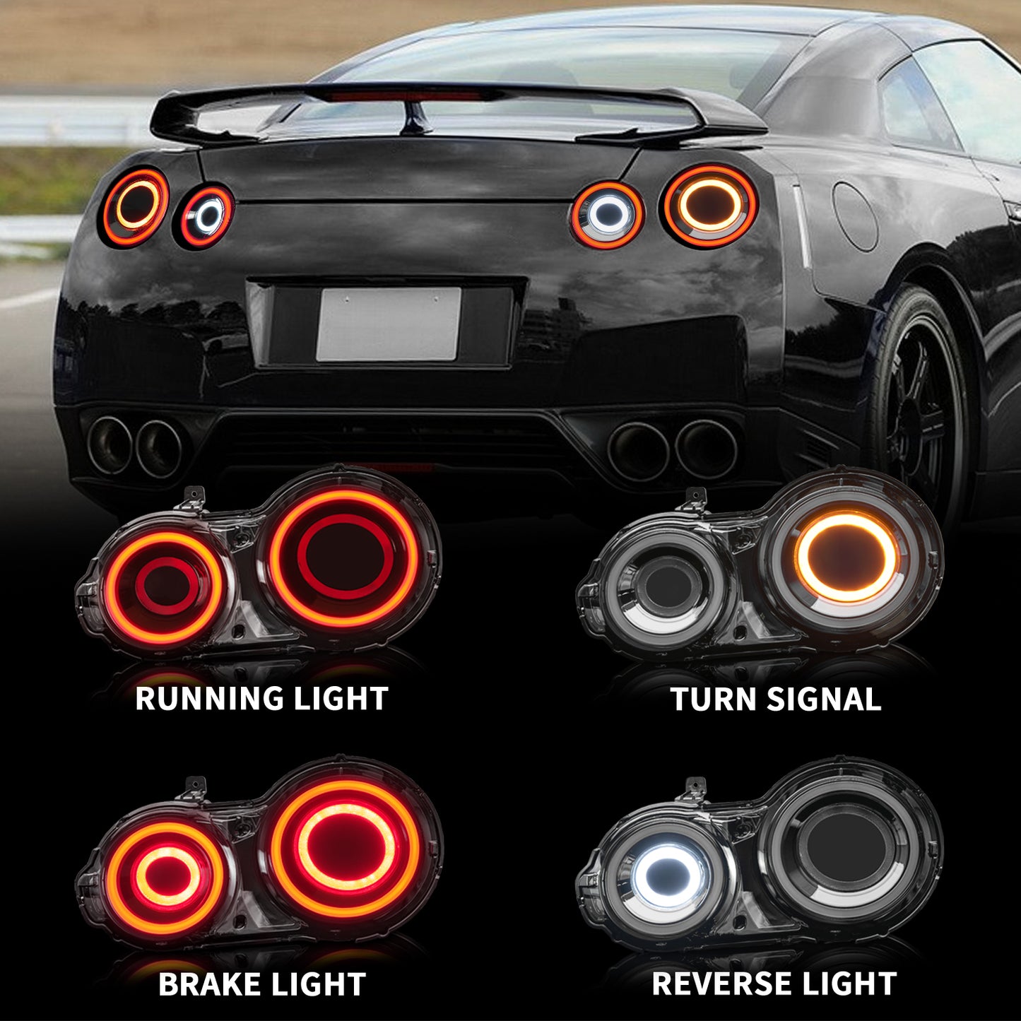 Full LED Tail Lights Assembly For Nissan GT-R R35 2007-2023