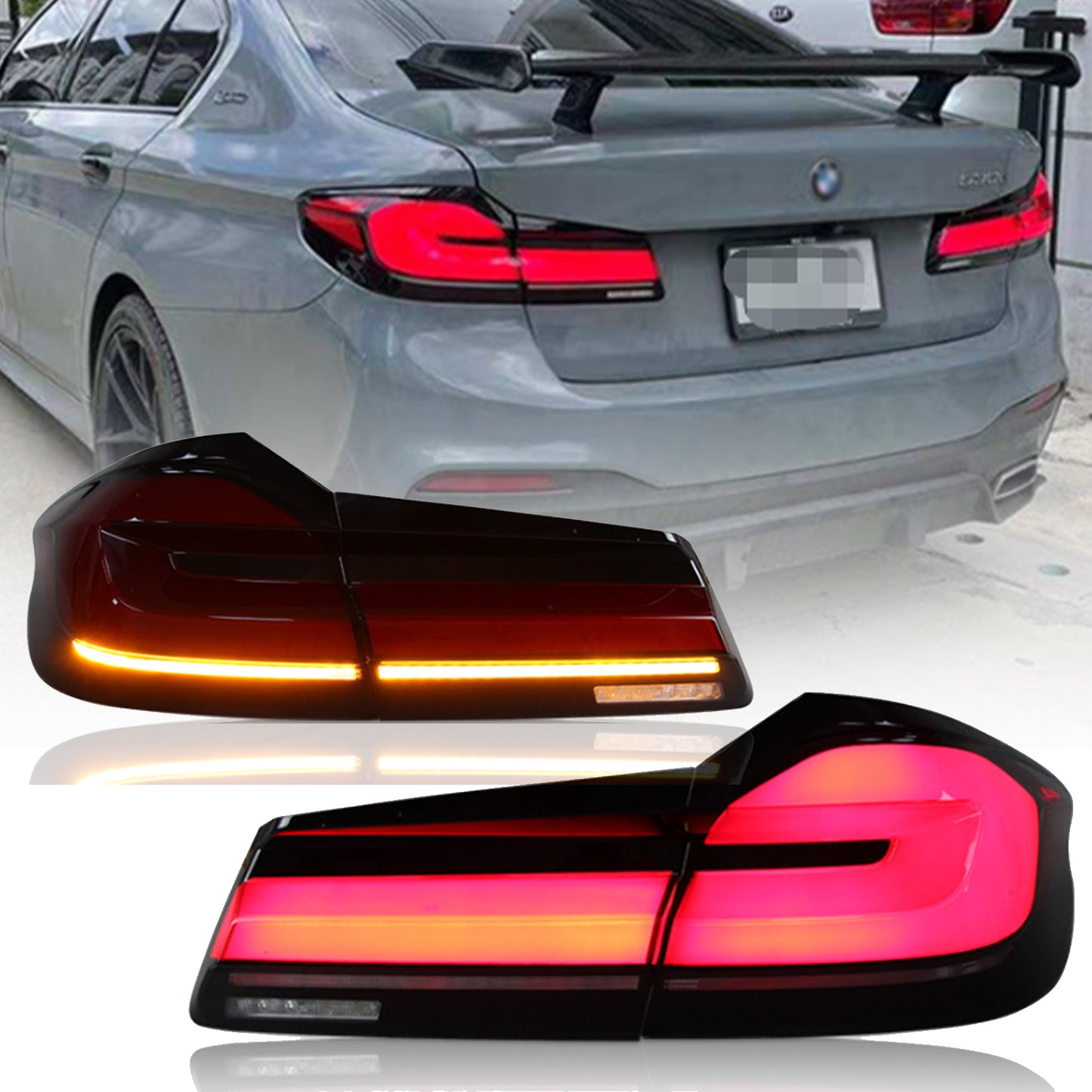 Full LED Tail Lights Assembly For BMW 5 series G30 G38 2017-2022,old to new styles