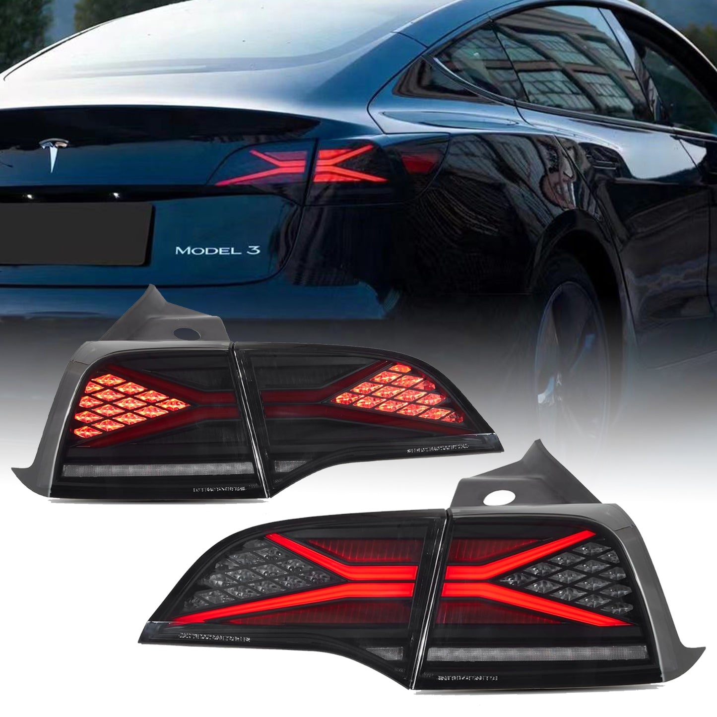 LED Tail Lights Assembly For Tesla Model 3 Model Y 2017-2022,with E-Mark