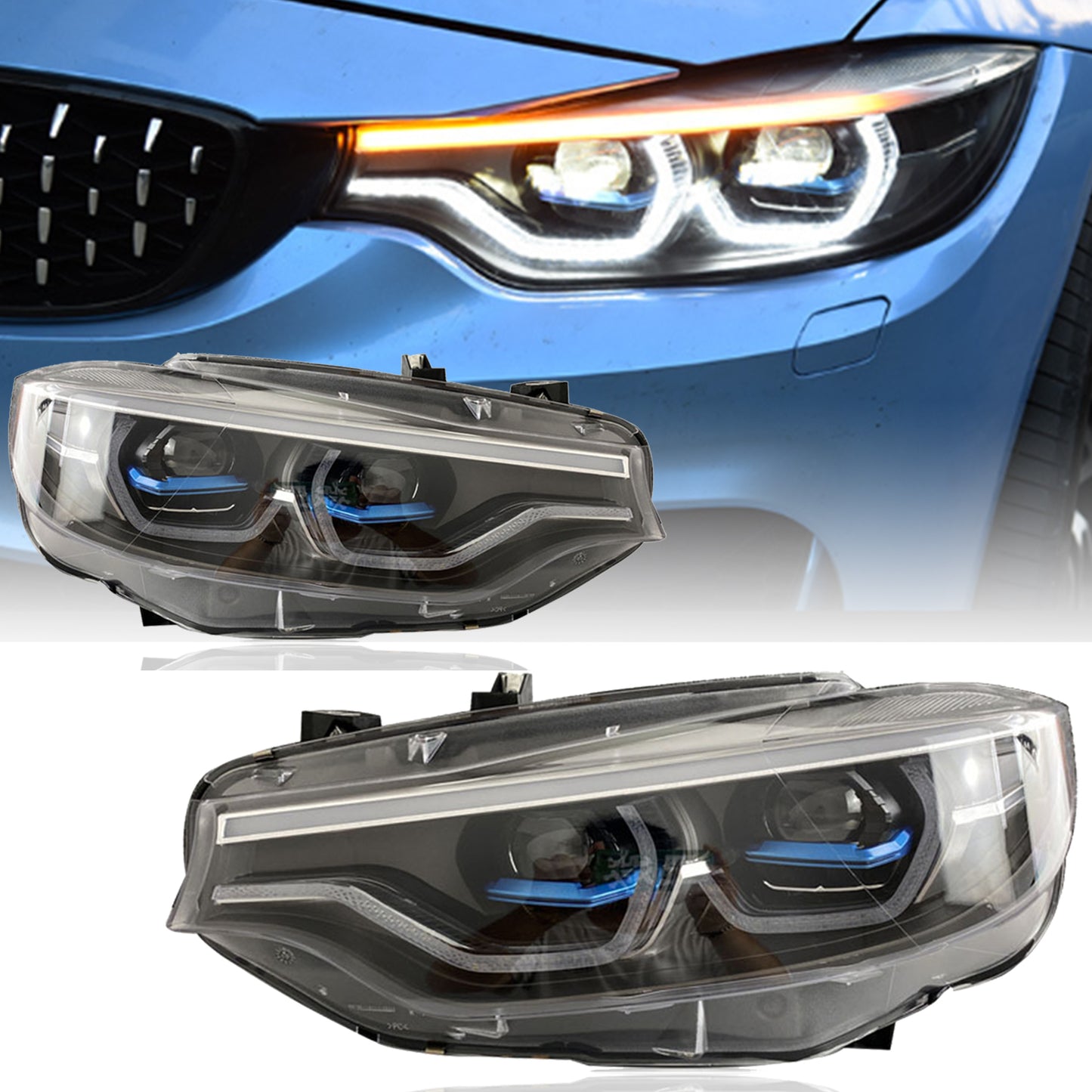 Full LED Headlights Assembly For BWM 4 series F32 F33 2013-2020,Upgrade M4 GTS style