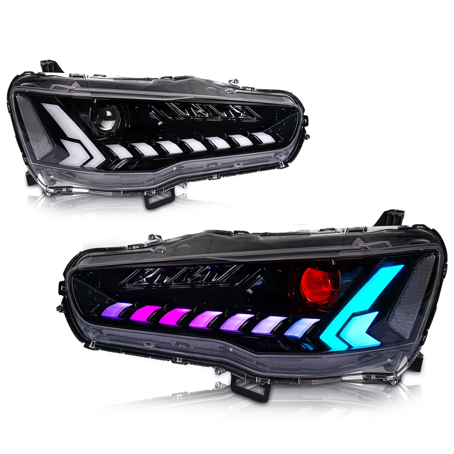 Full LED Headlights Assembly For Mitsubishi Lancer & EVO X 2008-2023,RGB DRL