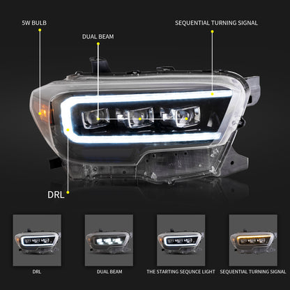 Full LED Headlights Assembly For Toyota Tacoma 2016-2020