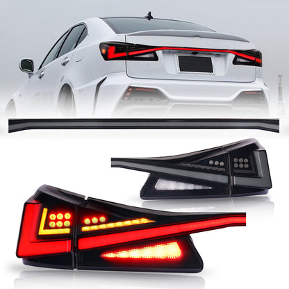 Full LED Tail Lights Assembly For Lexus IS250 2006-2012,with middle through light