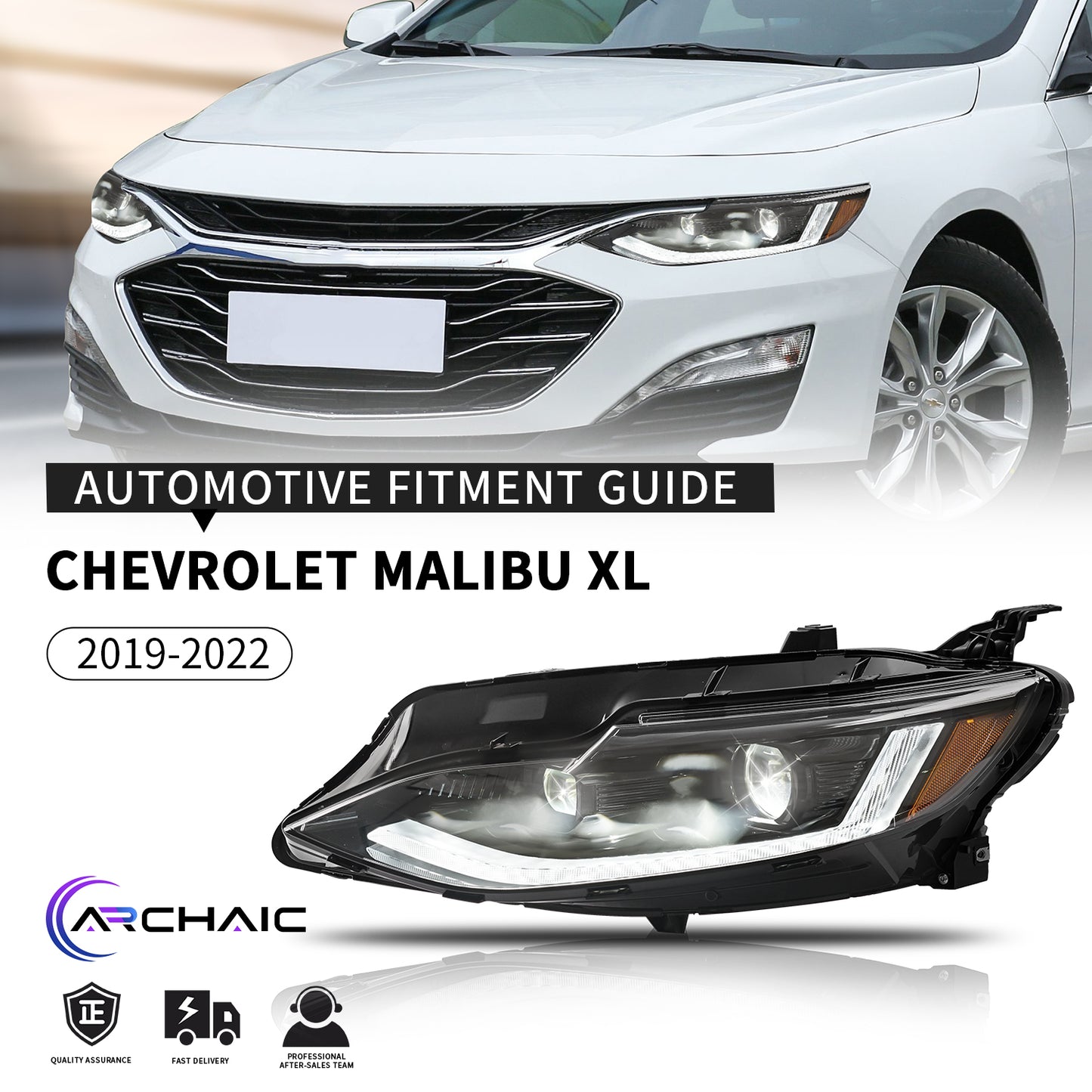 Full LED Headlights Assembly For Chevrolet Malibu 2019-2022