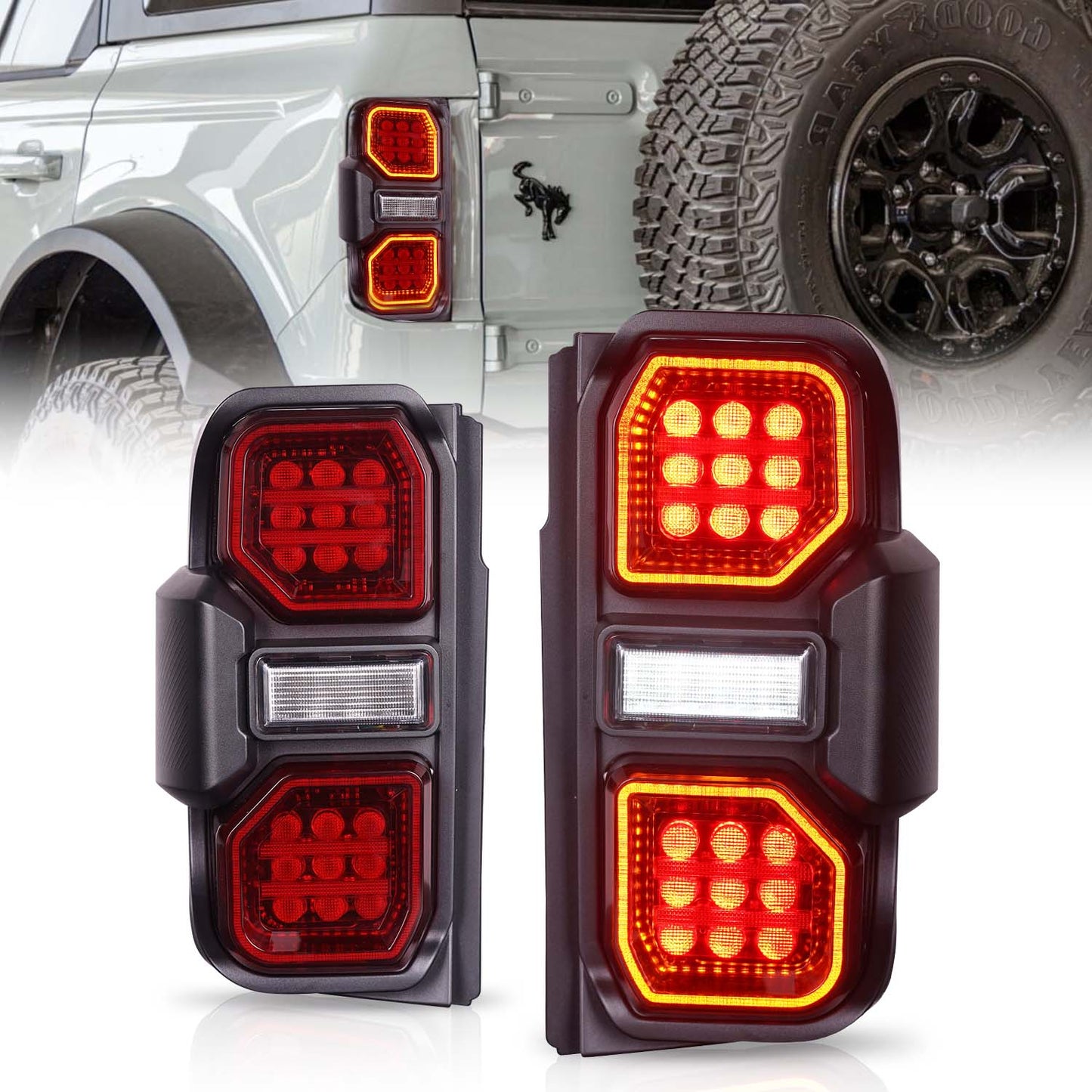 Raptor Version Full LED Tail Lights Assembly For Ford Bronco 2021+ (All Versions) 2/4-door