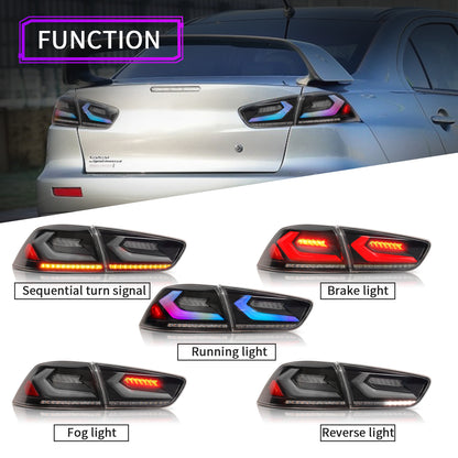 Full LED Tail Lights Assembly For Mitsubishi Lancer EVO X 2008-2020,RGB DRL