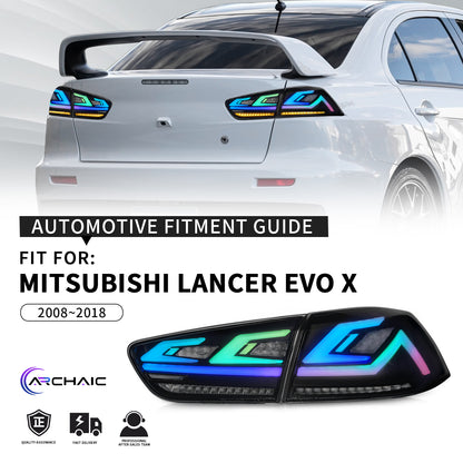 Full LED Tail Lights Assembly For Mitsubishi Lancer EVO X 2008-2020, RGB DRL
