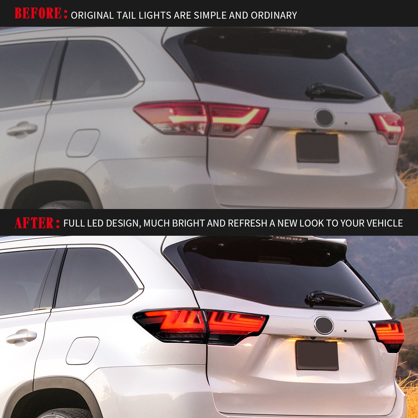 Full LED Tail Lights Assembly For Toyota Highlander 2015-2019