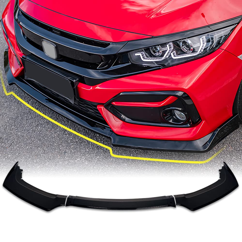 Front Bumper Lip Spoiler For Honda Civic 2016-2022(Black)