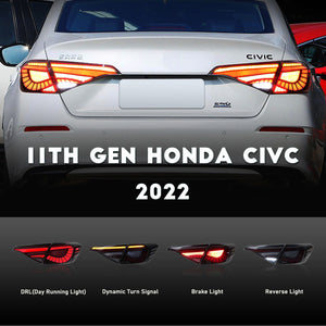 Full LED Tail Lights Assembly For 11th Gen Honda Civic Sedan 2021-2023