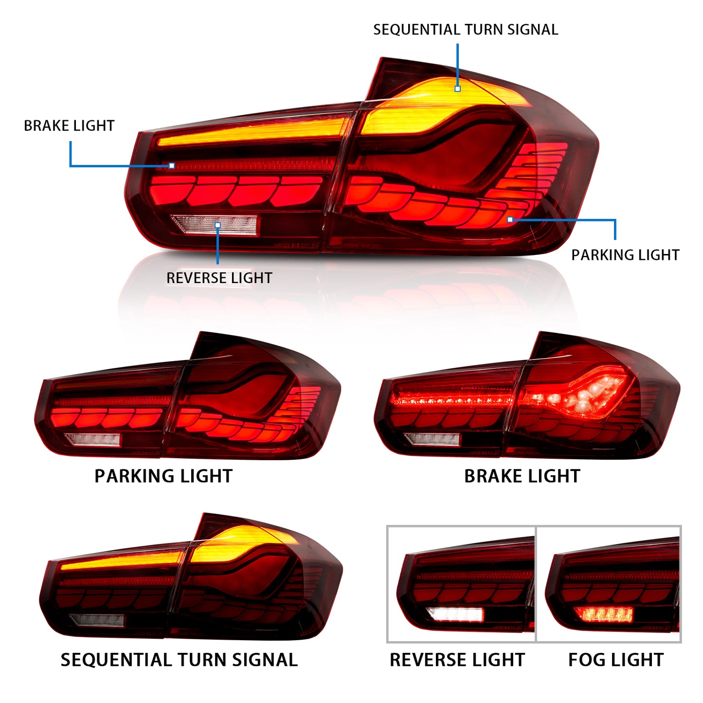 BMW 3 시리즈 M3 F30 2013-2018년을 위한 가득 차있는 LED 꼬리 빛 회의