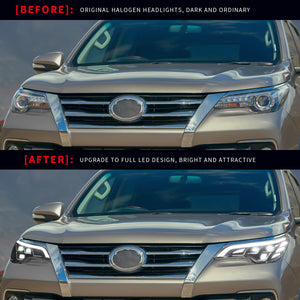 Full LED Headlights Assembly For Toyota Fortuner 2016-2020