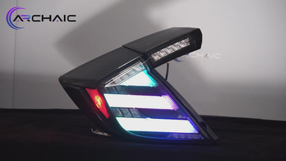 Full LED Tail Lights Assembly For 10th Gen Honda Civic Type R Hatchback 2016-2021,RGB