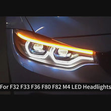 Carregar e reproduzir vídeo no visualizador da Galeria, Full LED Headlights Assembly For BWM 4 series F32 F33 2013-2020,Upgrade M4 GTS style
