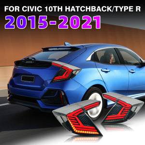 Full LED Tail Lights Assembly For 10th Gen Honda Civic Type R Hatchback 2016-2021