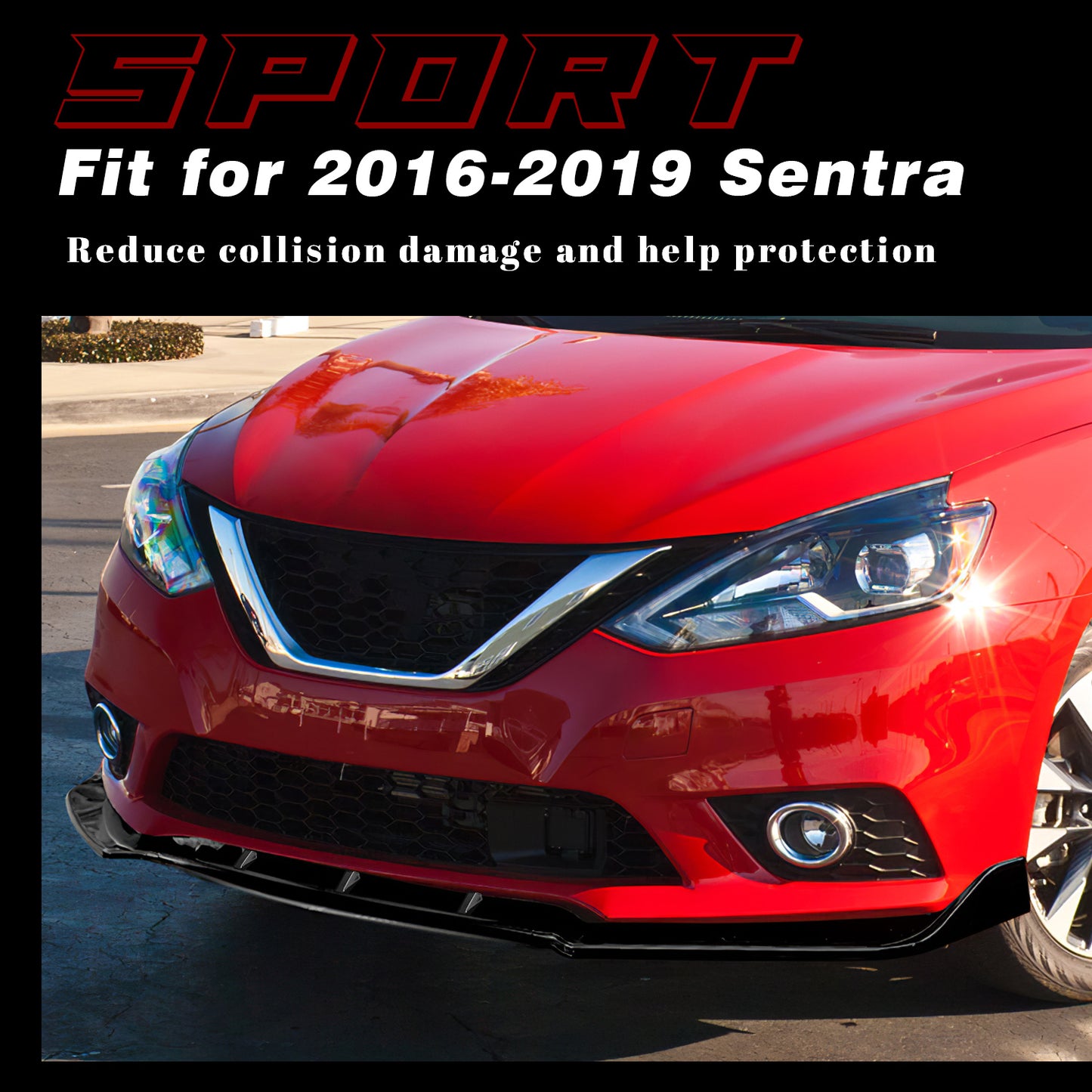 Front Bumper Lip Spoiler For Nissan Sentra 2016-2019