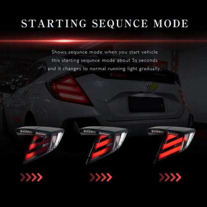 Vollständige LED-Rücklichter für Honda Civic Type R Hatchback der 10. Generation 2016-2020
