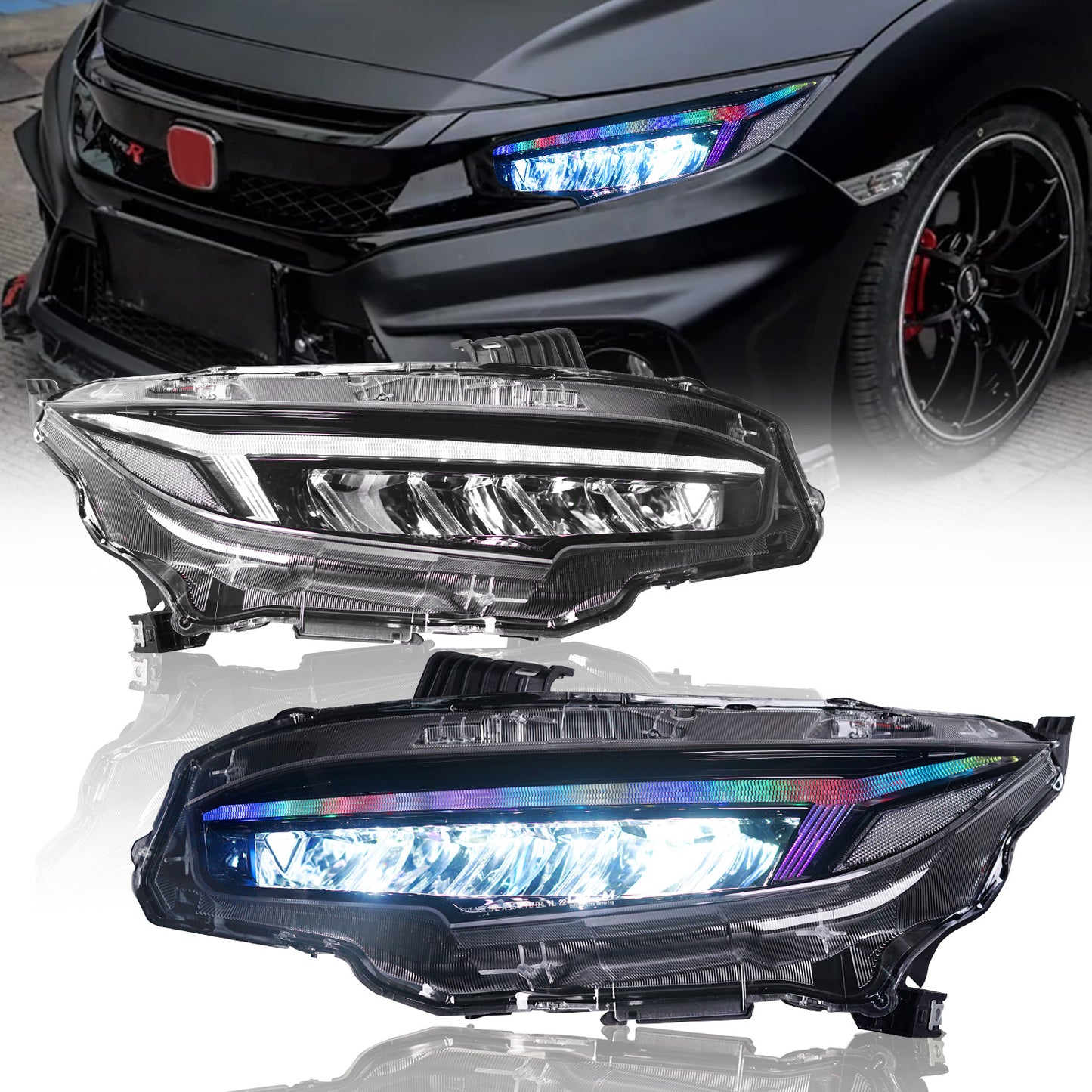 10세대 Honda Civic 2016-2021용 전체 LED 헤드라이트 어셈블리(미국에 판매되지 않음)