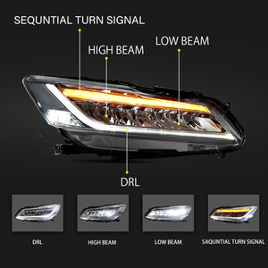 Full LED Headlights Assembly For 9th Gen Honda Accord 2013-2015