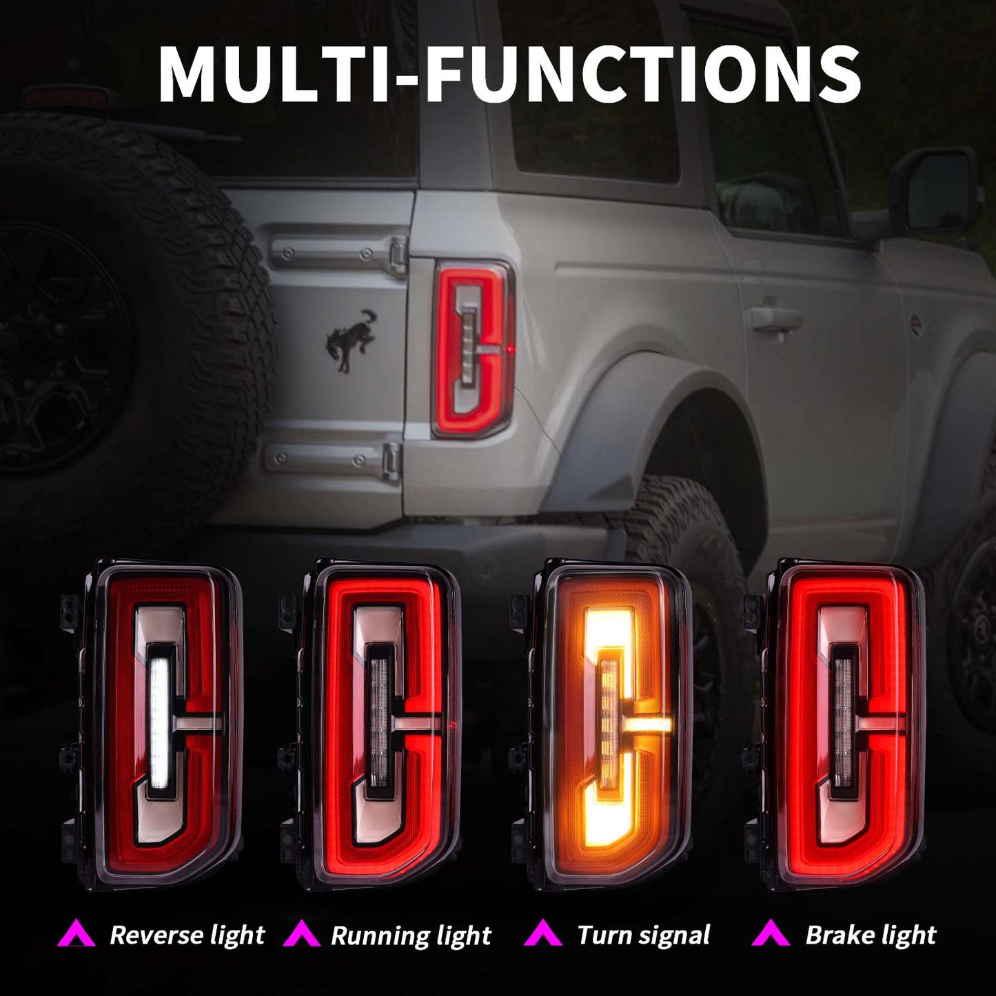 Full LED Tail Lights Assembly For Ford Bronco 2021+ (All Versions) 2/4-door