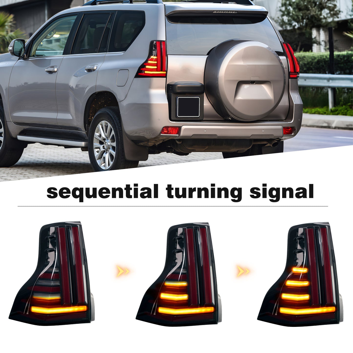 Full LED Tail Light Assembly For Toyota Prado 2010-2020