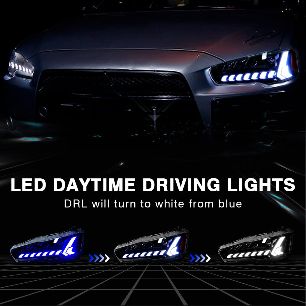 Full LED Headlights Assembly For Mitsubishi Lancer & EVO X 2008-2018