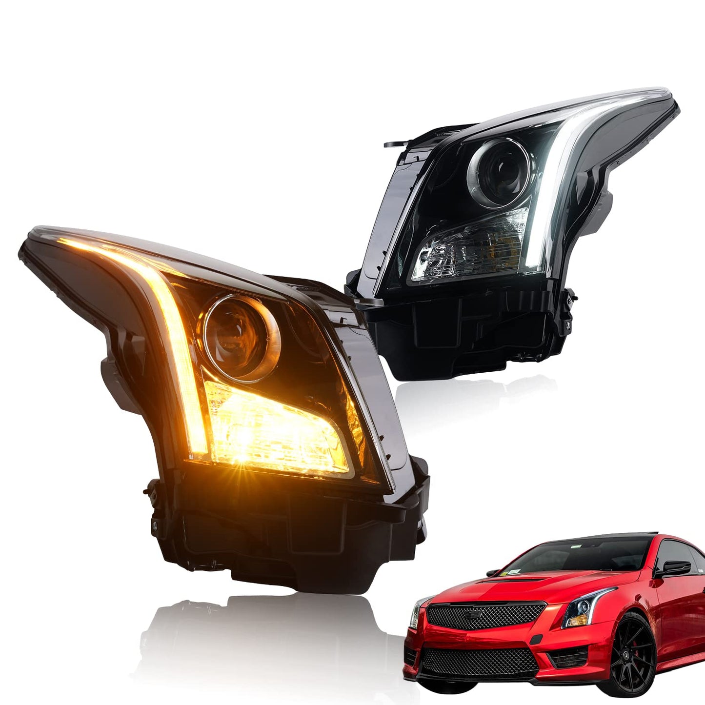 Full LED Headlights Assembly For Cadillac ATS 2014-2018, 1Pair