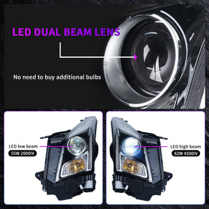 Full LED Headlights Assembly For Cadillac ATS 2014-2018, 1Pair