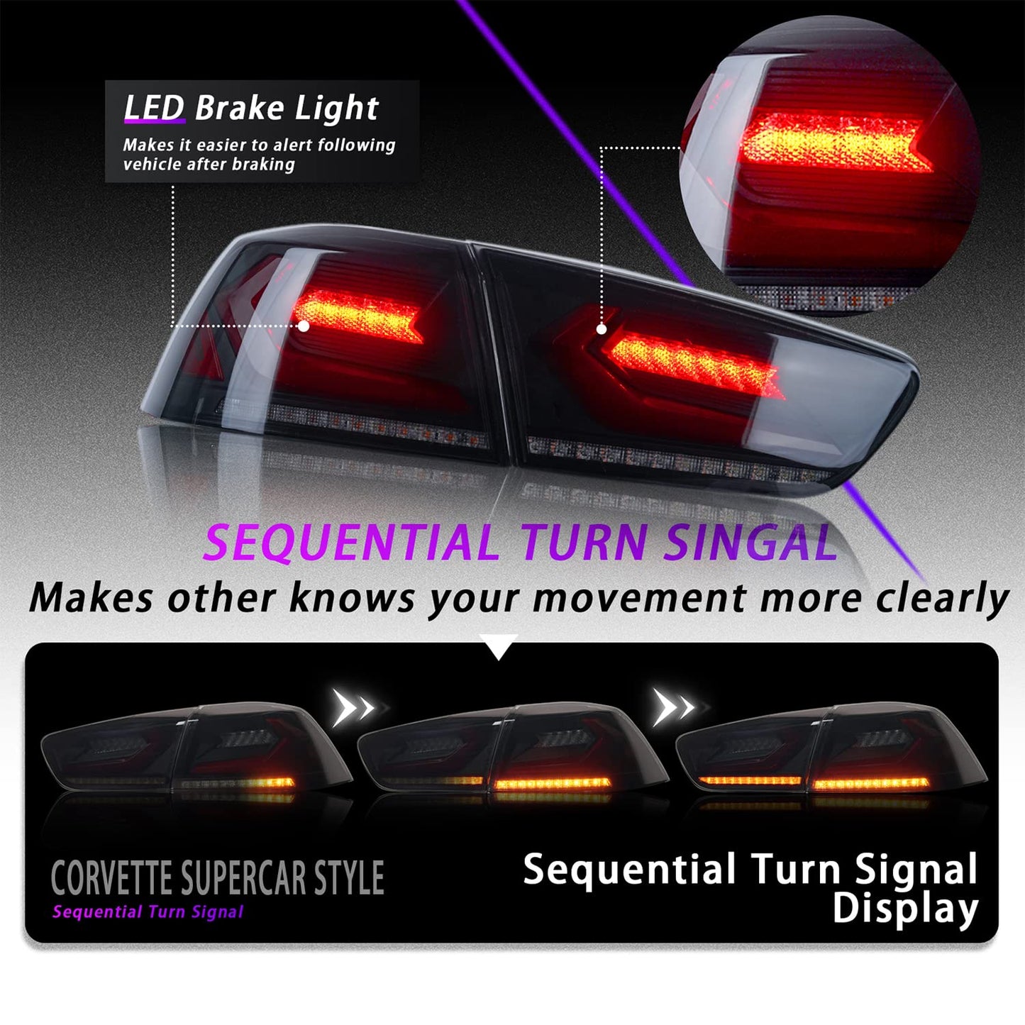 Full LED Tail Lights Assembly For Mitsubishi Lancer EVO X 2008-2020