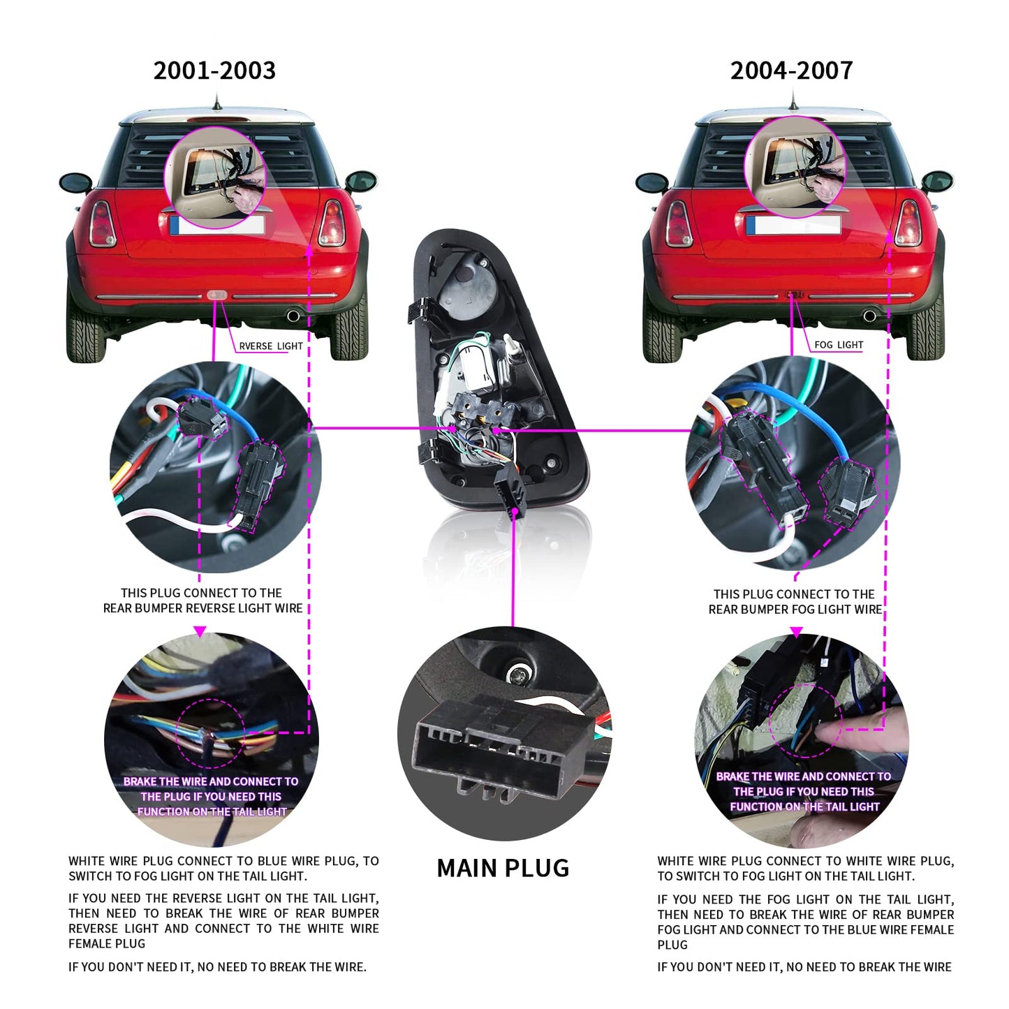 Full LED Tail Lights Assembly For Mini Cooper R50-R53 2001-2008,E-mark