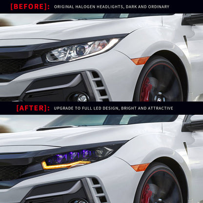10세대 Honda Civic 2016-2021용 풀 LED 헤드라이트 어셈블리