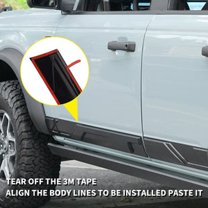 Body Side Door Molding Cover Trim Protector For Ford Bronco 2021-2023 4 Doors,6PCS